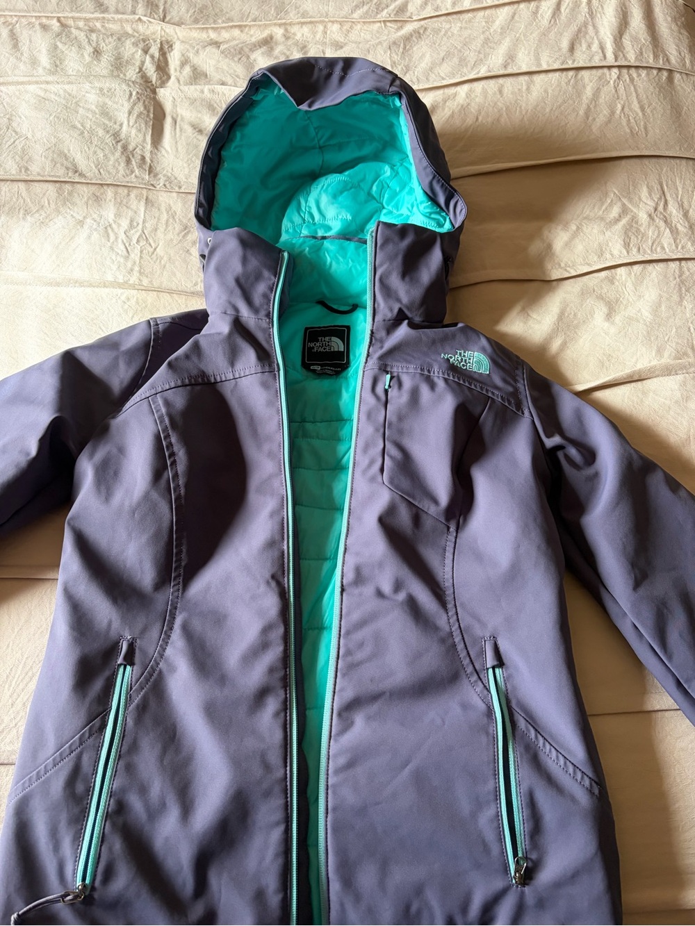 The North Face womens Gray Jacket with Teal Interior XS